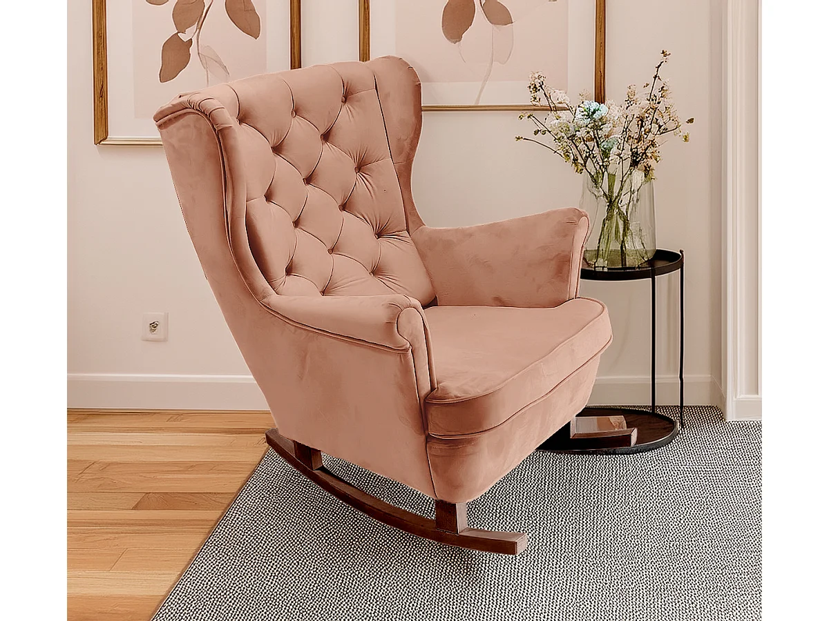 Fauteuil Relax avec accoudoirs et siège rembourré, fauteuil de salon, 102x81x95cm Rose poudre_29830