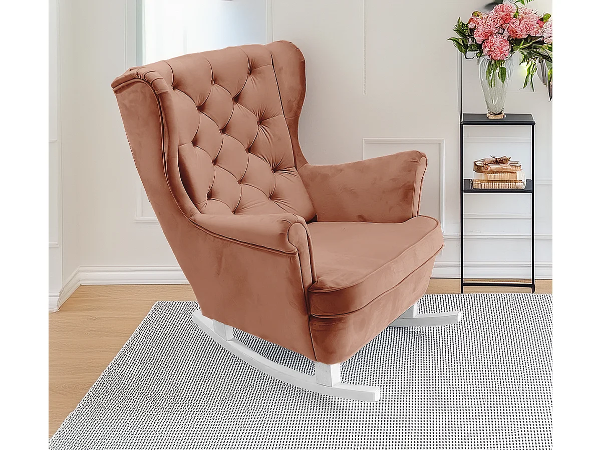 Fauteuil Relax avec accoudoirs et siège rembourré, fauteuil de salon, 102x81x95cm Rose poudre_29832