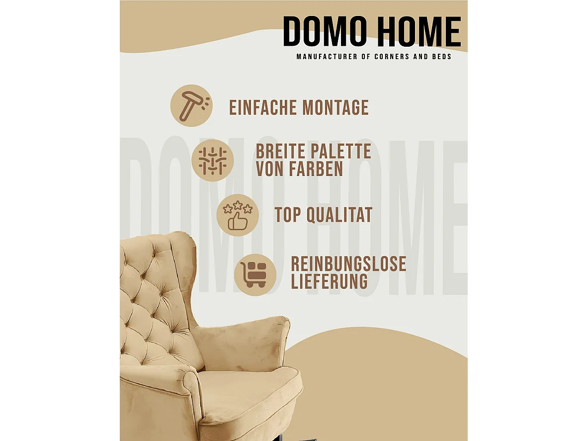 Fotel Relax z Tapicerowanym Siedzeniem i Podłokietnikami, Fotel TV 102x81x95cm Beżowy_29804