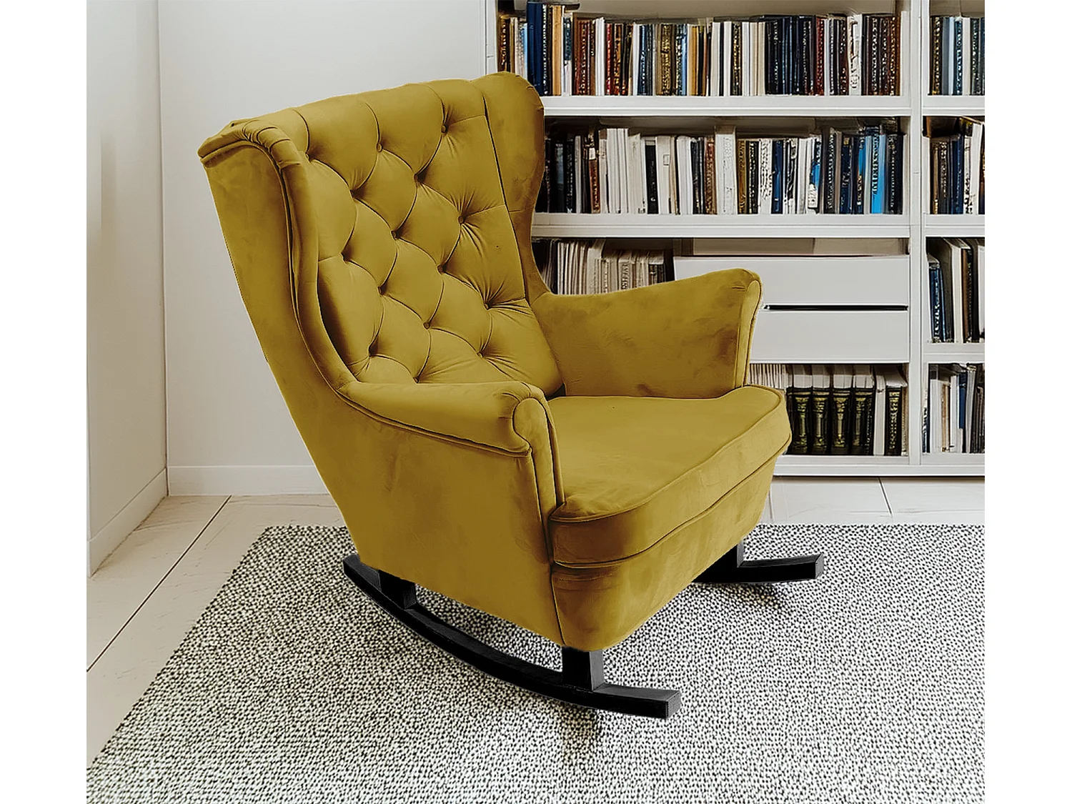 Fauteuil Relax avec accoudoirs et siège rembourré, fauteuil de salon, 102x81x95cm Olive_29819