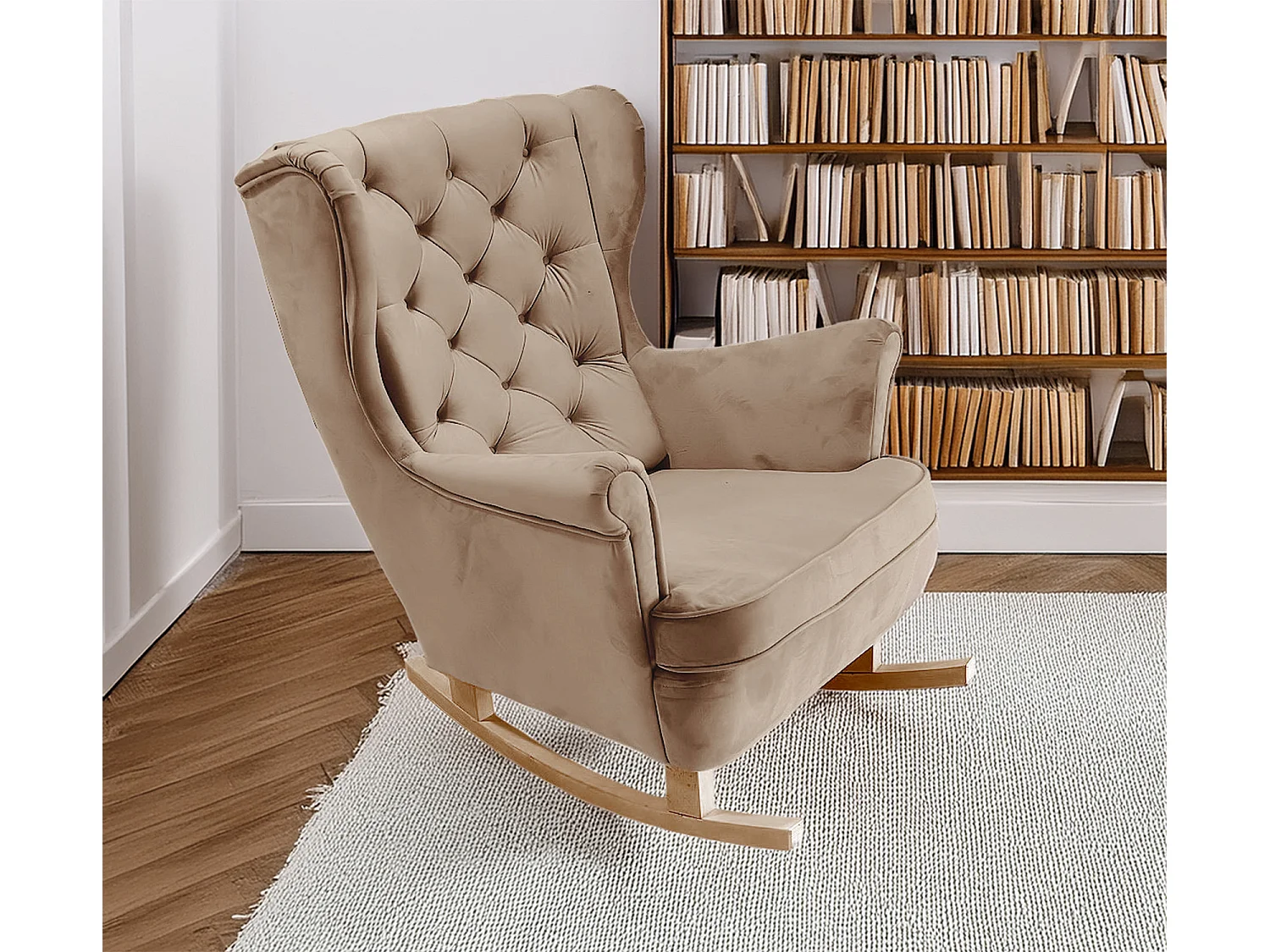 Fotel Relax z Tapicerowanym Siedzeniem i Podłokietnikami, Fotel TV 102x81x95cm Cappuccino_29809