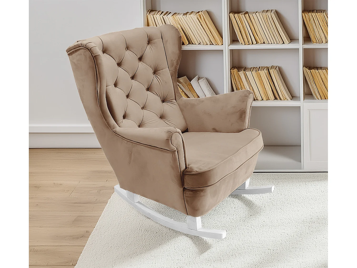Relaxfauteuil met Gestoffeerde Zitting en Armleuningen, TV Fauteuil 102x81x95cm Cappuccino_29809