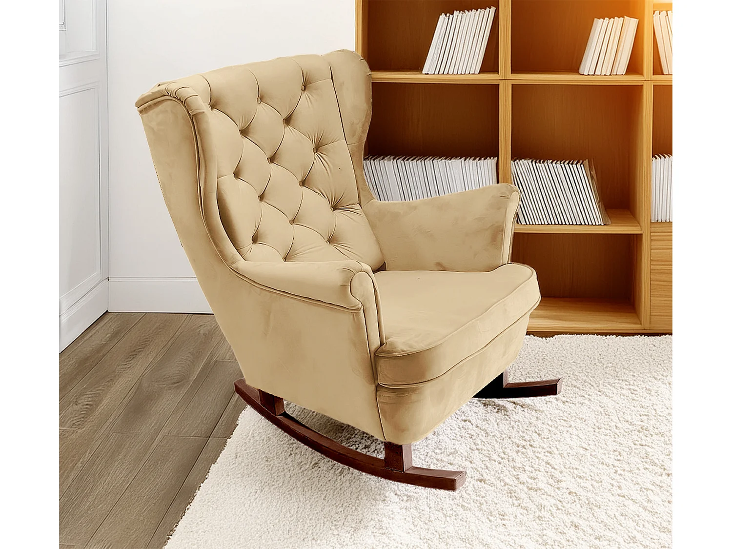 Fauteuil Relax avec accoudoirs et siège rembourré, fauteuil de salon, 102x81x95cm Beige_29804
