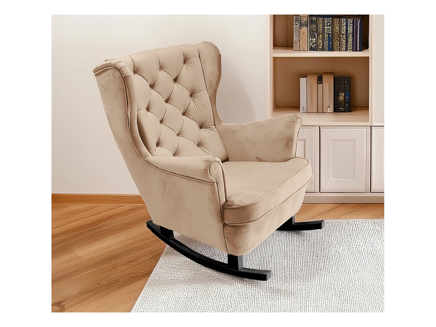 Relaxsessel mit gepolstertem Sitz und Armlehnen, Fernsehsessel 102x81x95cm Beige_29800