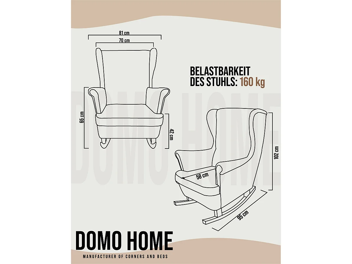 Fotel Relax z Tapicerowanym Siedzeniem i Podłokietnikami, Fotel TV 102x81x95cm Beżowy_29800