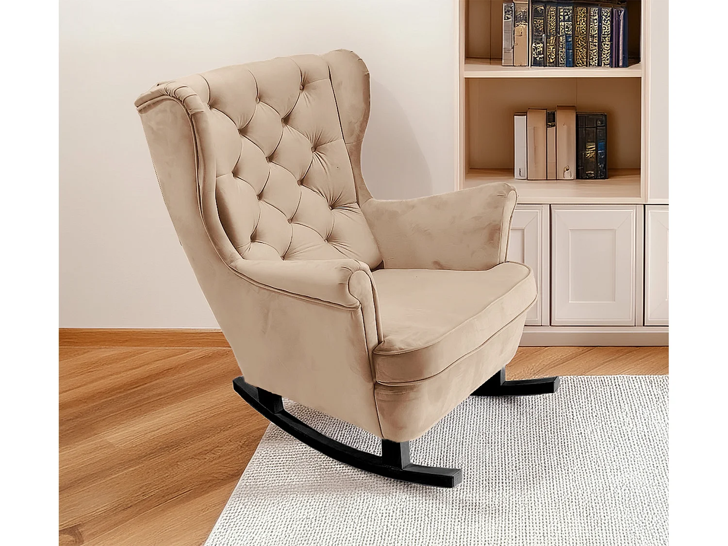 Fotel Relax z Tapicerowanym Siedzeniem i Podłokietnikami, Fotel TV 102x81x95cm Beżowy_29800