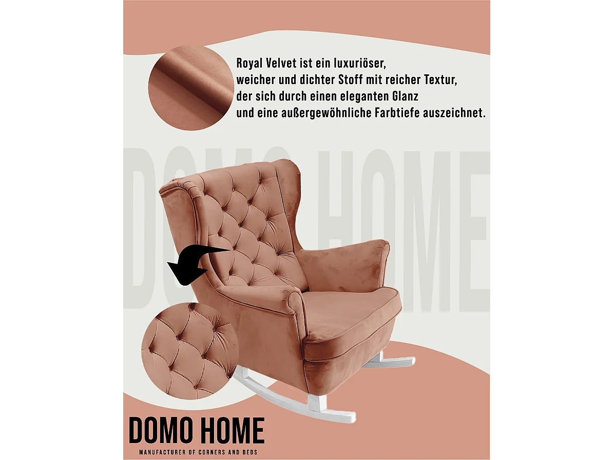 Fauteuil Relax avec accoudoirs et siège rembourré, fauteuil de salon, 102x81x95cm Rose poudre_29831