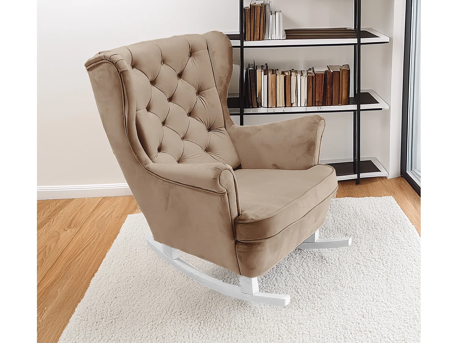 Fauteuil Relax avec accoudoirs et siège rembourré, fauteuil de salon, 102x81x95cm Cappuccino_29810