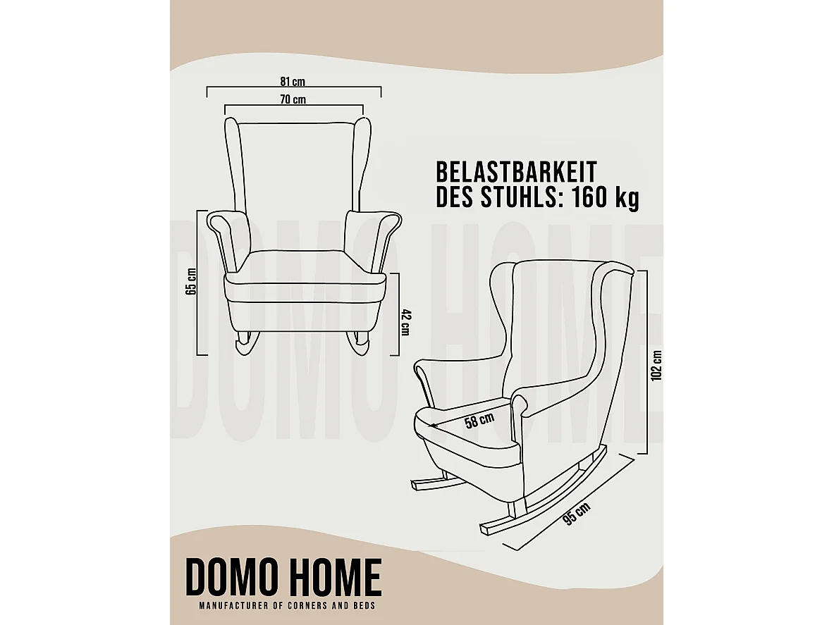 Fotel Relax z Tapicerowanym Siedzeniem i Podłokietnikami, Fotel TV 102x81x95cm Cappuccino_29812