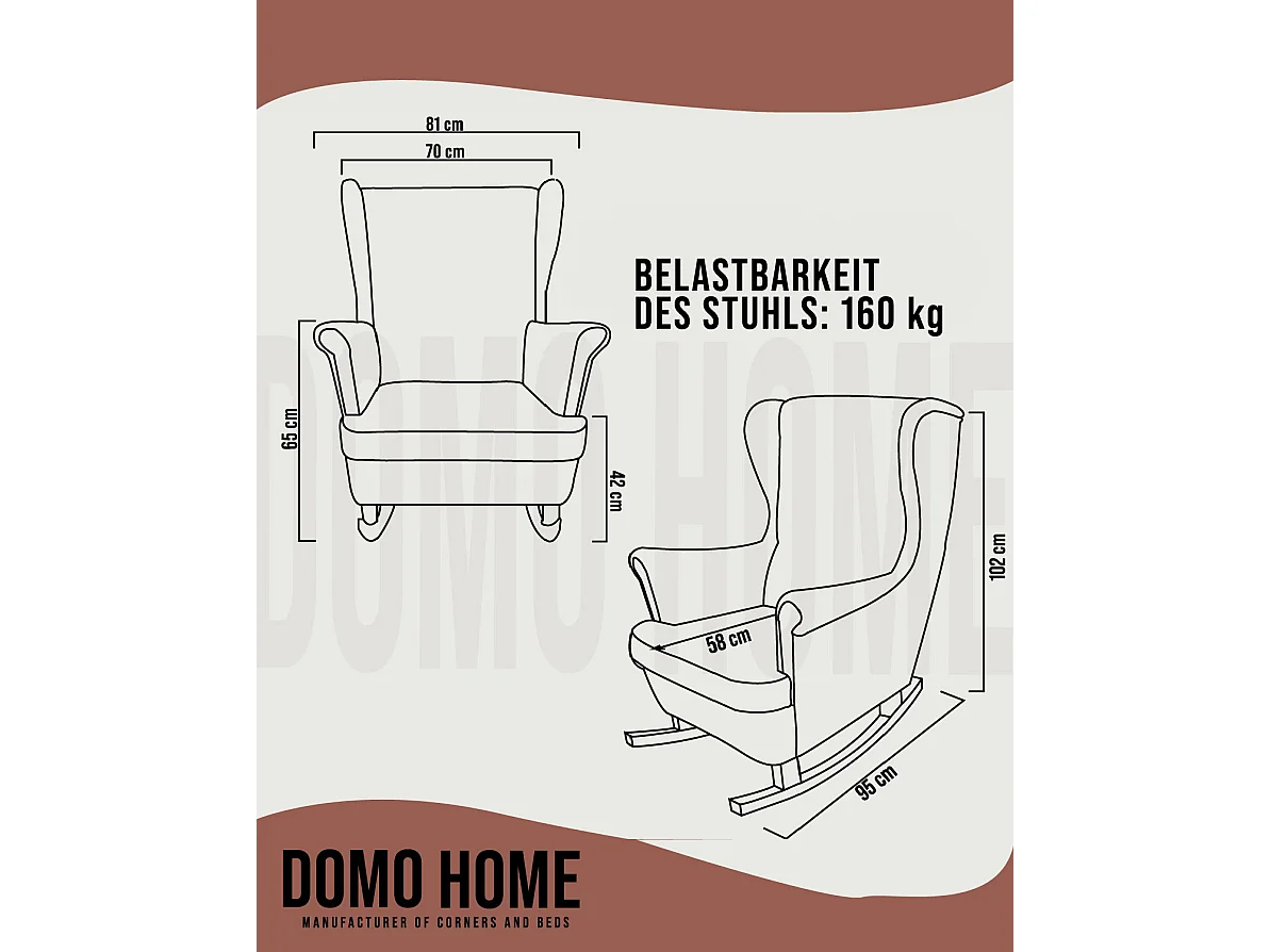 Relaxsessel mit gepolstertem Sitz und Armlehnen, Fernsehsessel 102x81x95cm Burgunderrot_29833