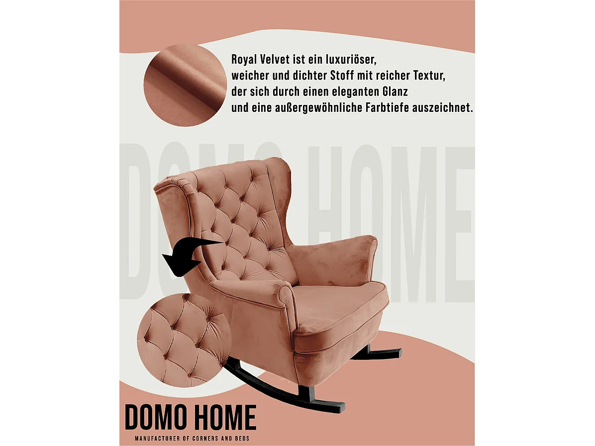 Fauteuil Relax avec accoudoirs et siège rembourré, fauteuil de salon, 102x81x95cm Rose poudre_29832