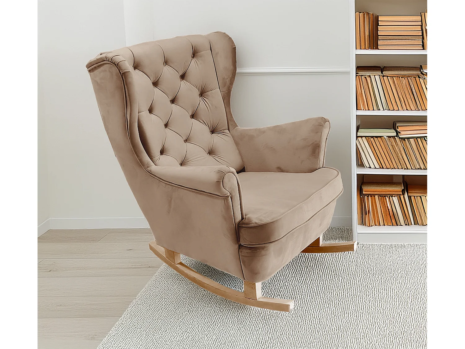 Fotel Relax z Tapicerowanym Siedzeniem i Podłokietnikami, Fotel TV 102x81x95cm Cappuccino_29810