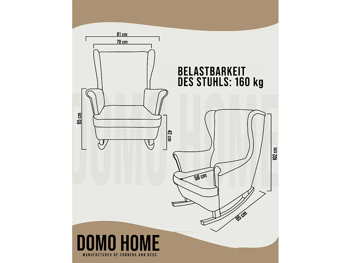 Relaxfauteuil met Gestoffeerde Zitting en Armleuningen, TV Fauteuil 102x81x95cm Cappuccino_29808