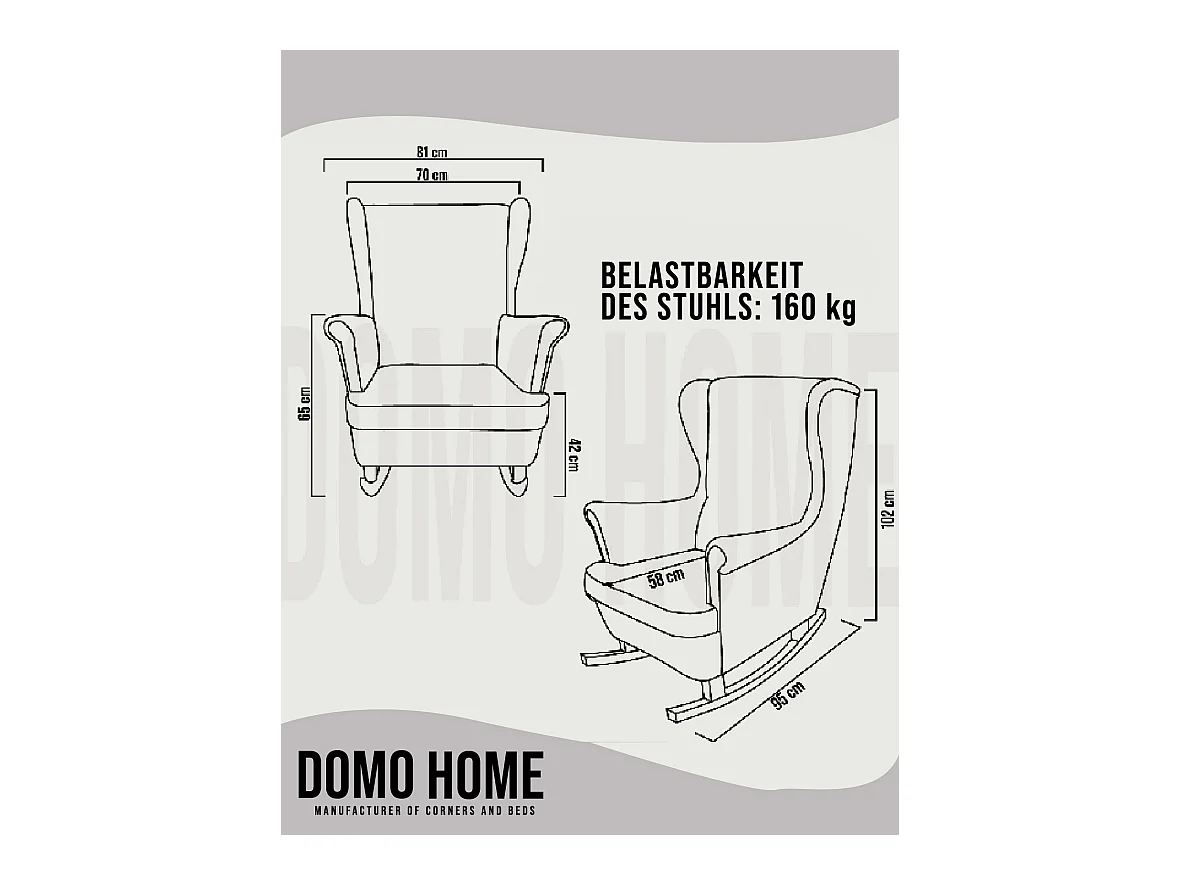 Relaxsessel mit gepolstertem Sitz und Armlehnen, Fernsehsessel 102x81x95cm Grau_29841