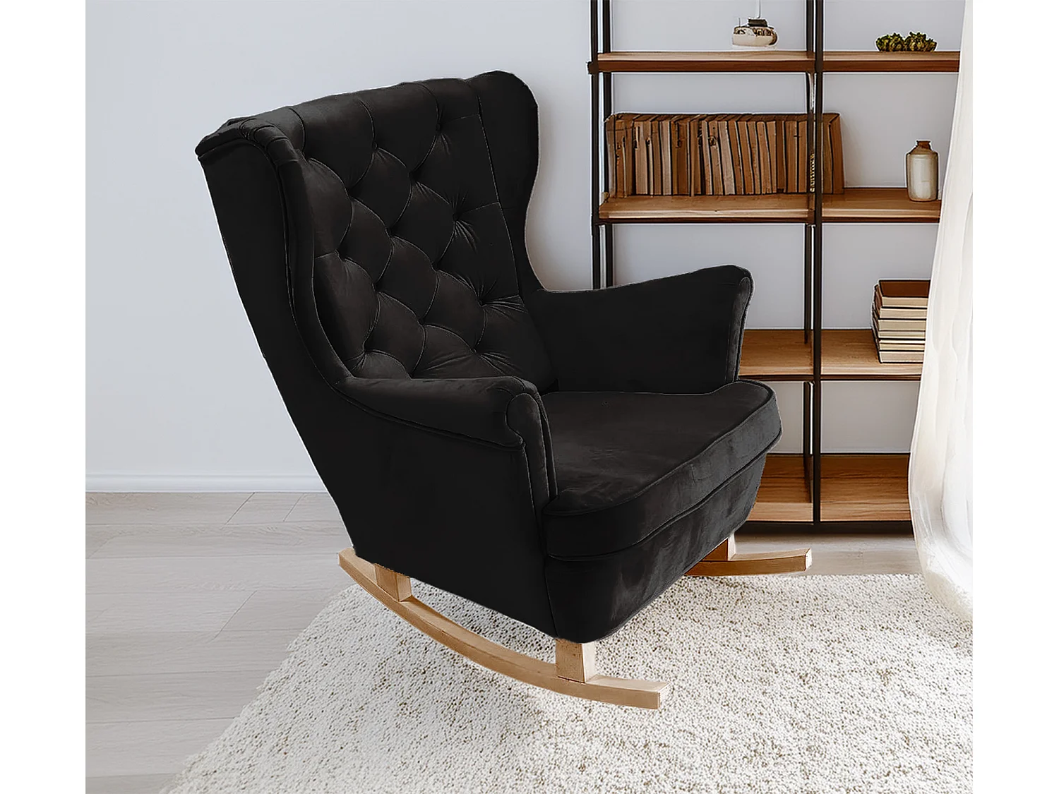 Fotel Relax z Tapicerowanym Siedzeniem i Podłokietnikami, Fotel TV 102x81x95cm Czarny_29884