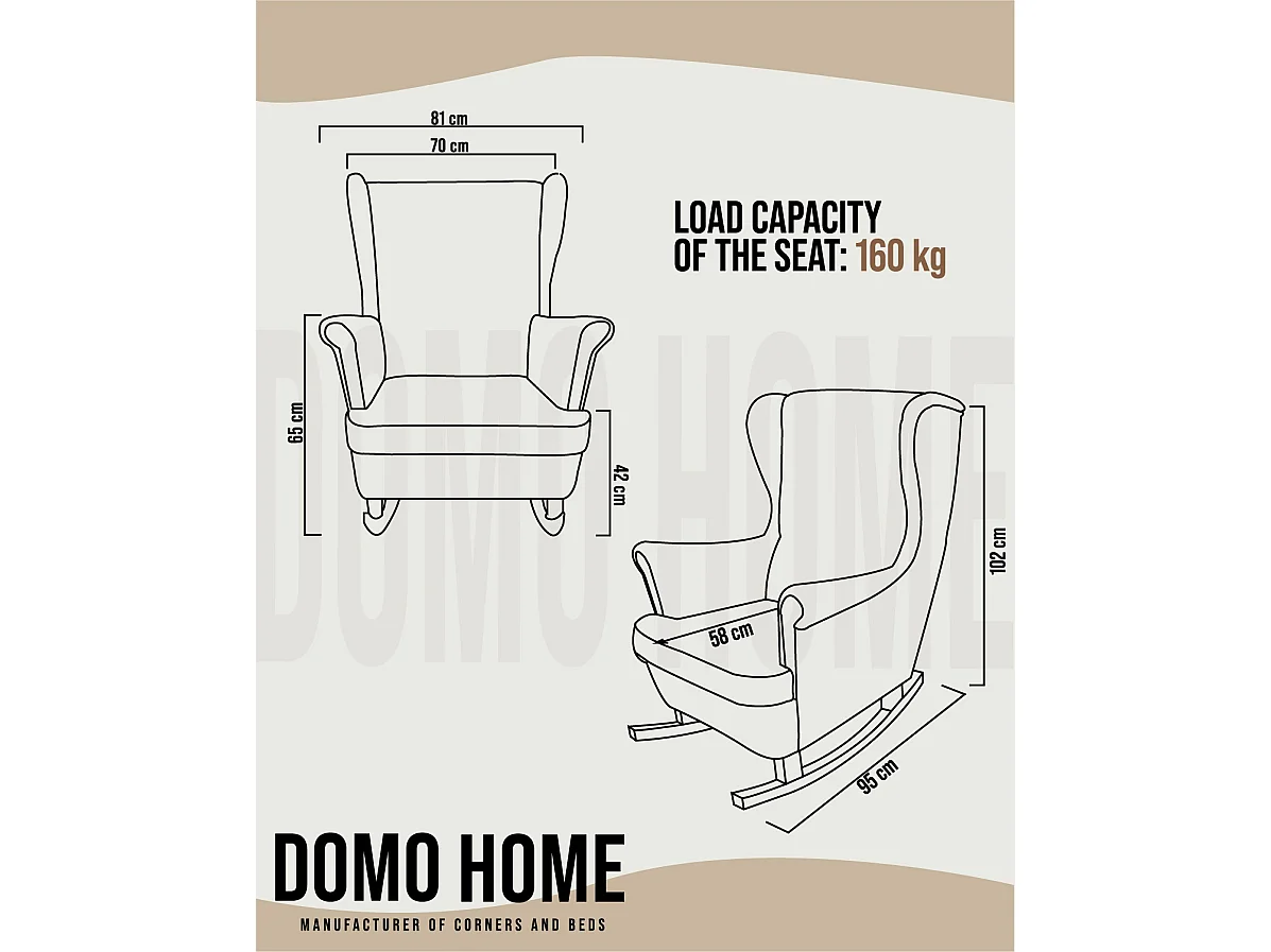 Relaxfauteuil met Gestoffeerde Zitting en Armleuningen, TV Fauteuil 102x81x95cm Beige_29803