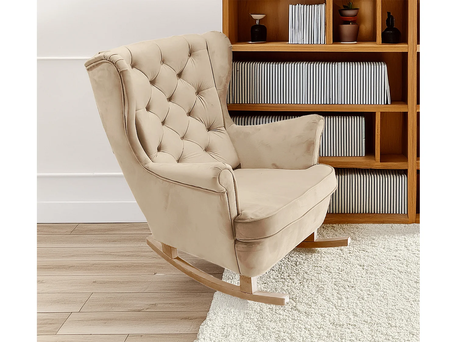 Relaxfauteuil met Gestoffeerde Zitting en Armleuningen, TV Fauteuil 102x81x95cm Beige_29803