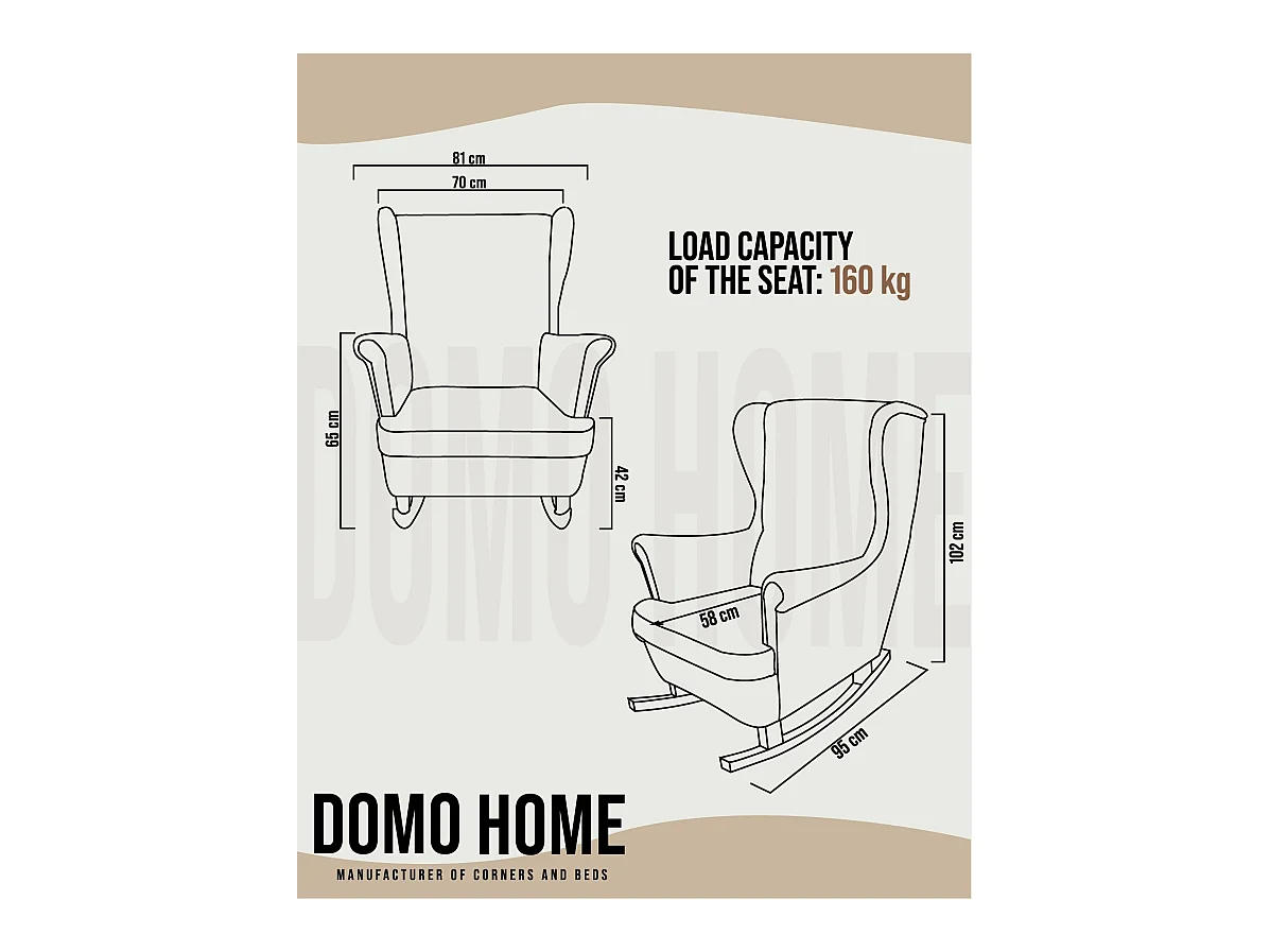 Relaxsessel mit gepolstertem Sitz und Armlehnen, Fernsehsessel 102x81x95cm Beige_29803