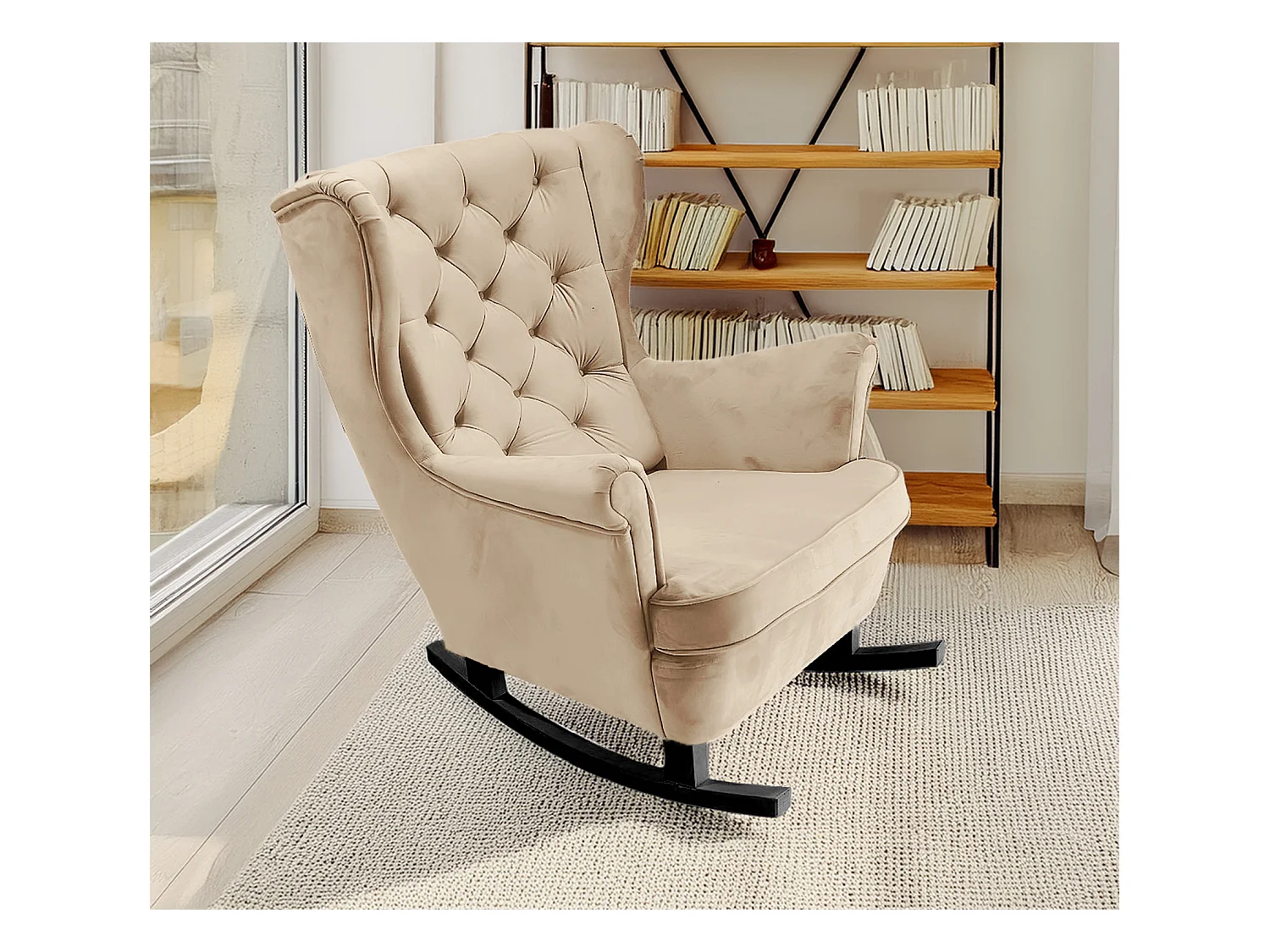 Relaxsessel mit gepolstertem Sitz und Armlehnen, Fernsehsessel 102x81x95cm Beige_29803