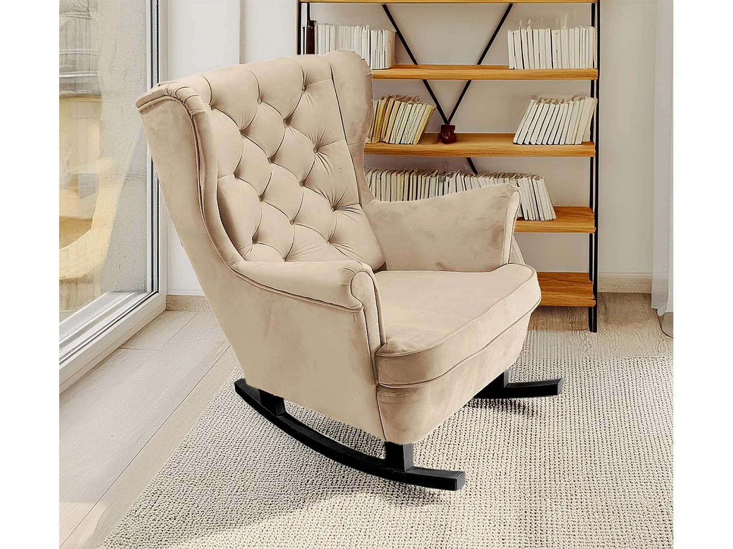 Fotel Relax z Tapicerowanym Siedzeniem i Podłokietnikami, Fotel TV 102x81x95cm Beżowy_29803