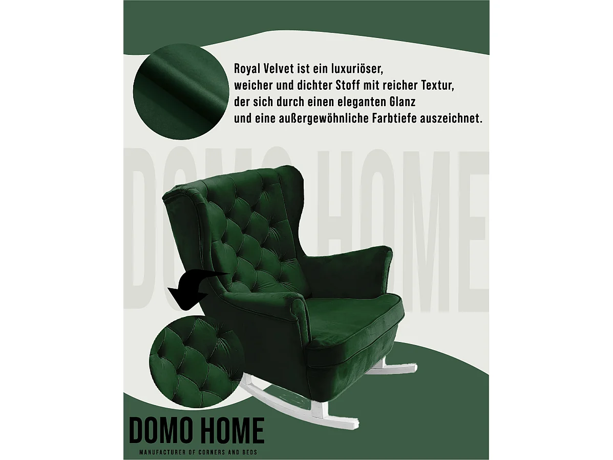 Fauteuil Relax avec accoudoirs et siège rembourré, fauteuil de salon, 102x81x95cm Vert_29848