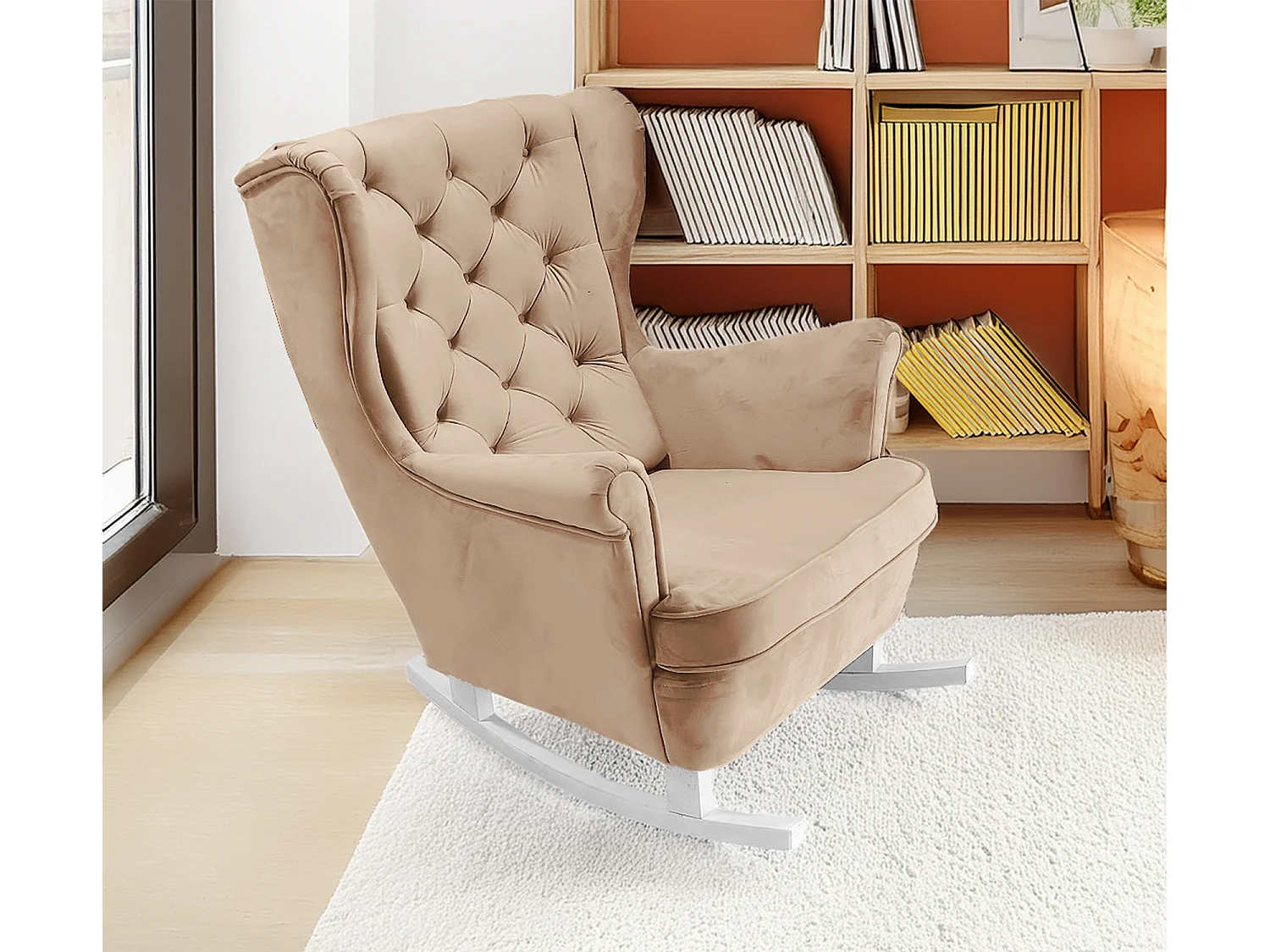 Fauteuil Relax avec accoudoirs et siège rembourré, fauteuil de salon, 102x81x95cm Beige_29800