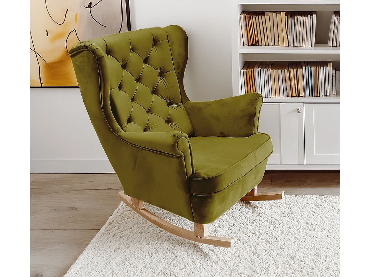 Fauteuil Relax avec accoudoirs et siège rembourré, fauteuil de salon, 102x81x95cm Vert_29846