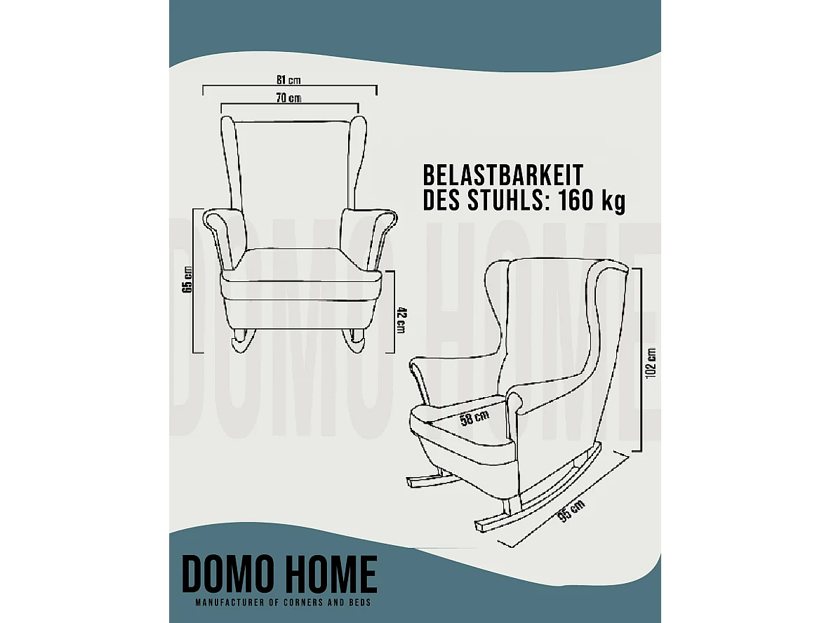Relaxfauteuil met Gestoffeerde Zitting en Armleuningen, TV Fauteuil 102x81x95cm Marine_29860