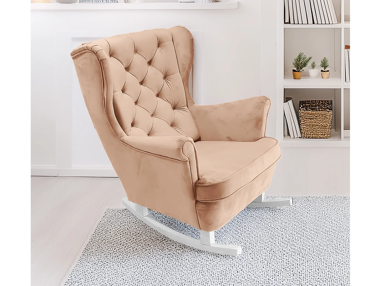 Fauteuil Relax avec accoudoirs et siège rembourré, fauteuil de salon, 102x81x95cm Rose poudre_29829
