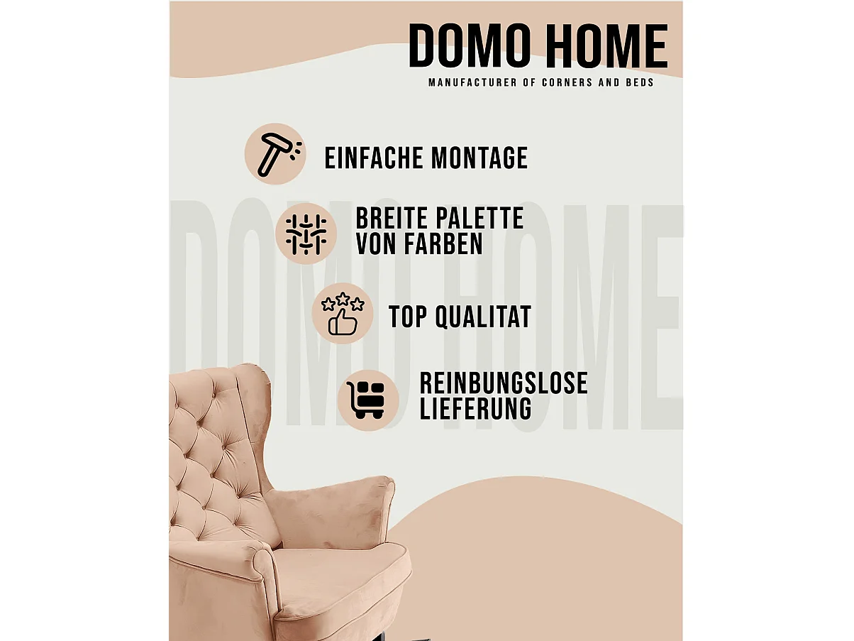 Fauteuil Relax avec accoudoirs et siège rembourré, fauteuil de salon, 102x81x95cm Rose poudre_29829