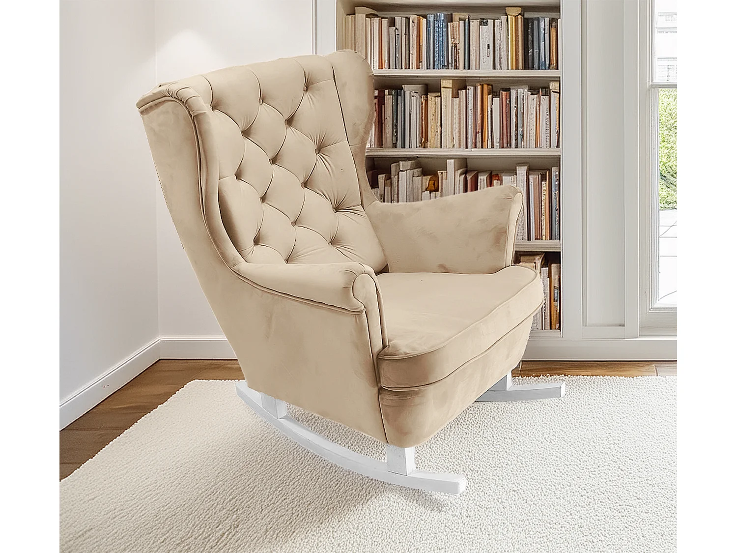 Fotel Relax z Tapicerowanym Siedzeniem i Podłokietnikami, Fotel TV 102x81x95cm Beżowy_29802