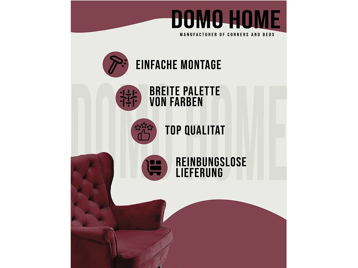 Fauteuil Relax avec accoudoirs et siège rembourré, fauteuil de salon, 102x81x95cm Bordeaux_29836