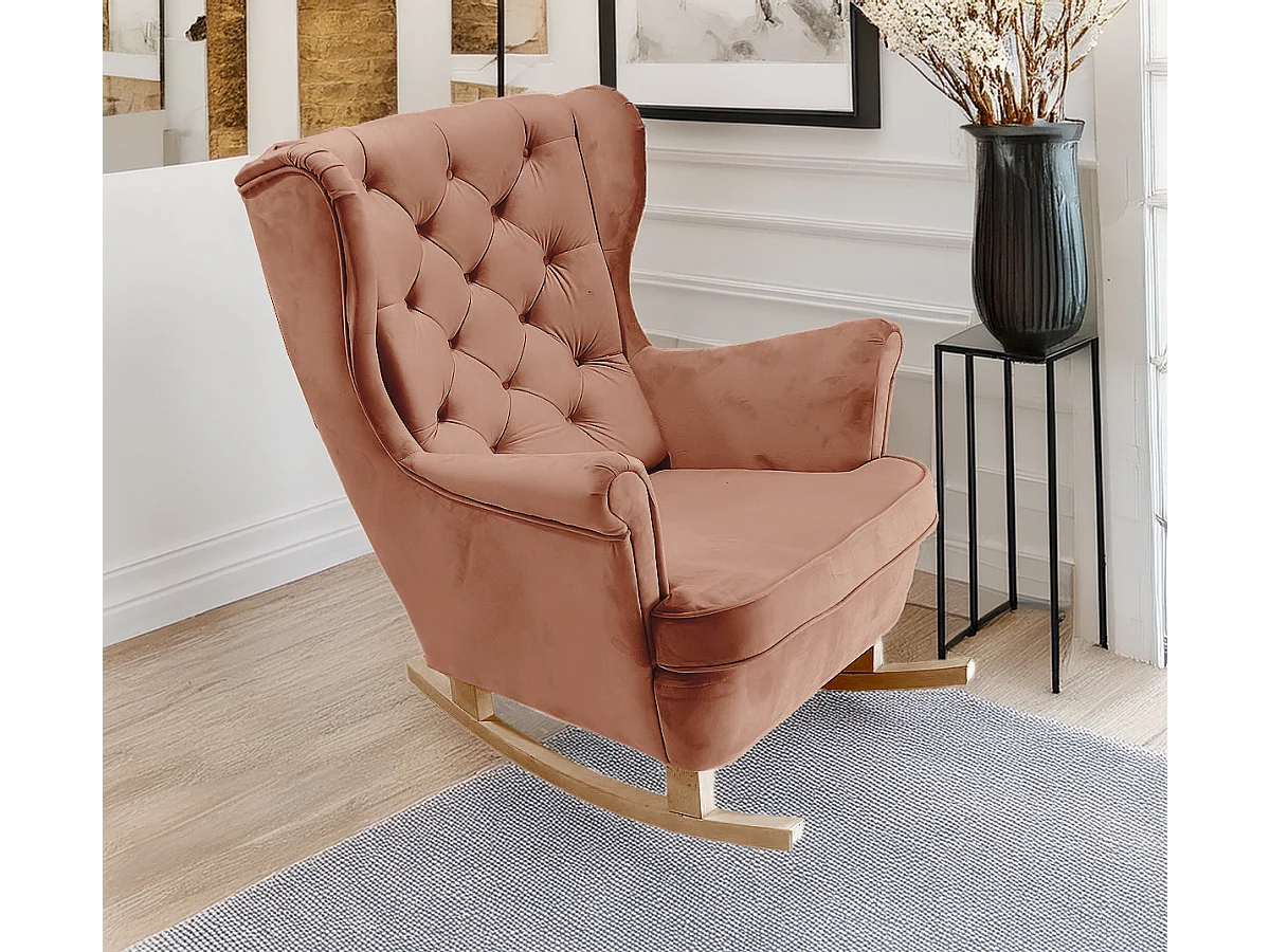 Fauteuil Relax avec accoudoirs et siège rembourré, fauteuil de salon, 102x81x95cm Rose poudre_29831