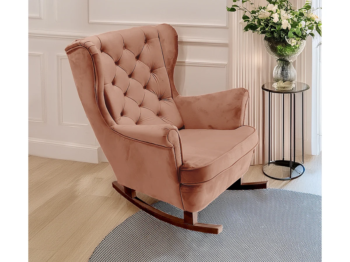 Fauteuil Relax avec accoudoirs et siège rembourré, fauteuil de salon, 102x81x95cm Rose poudre_29831