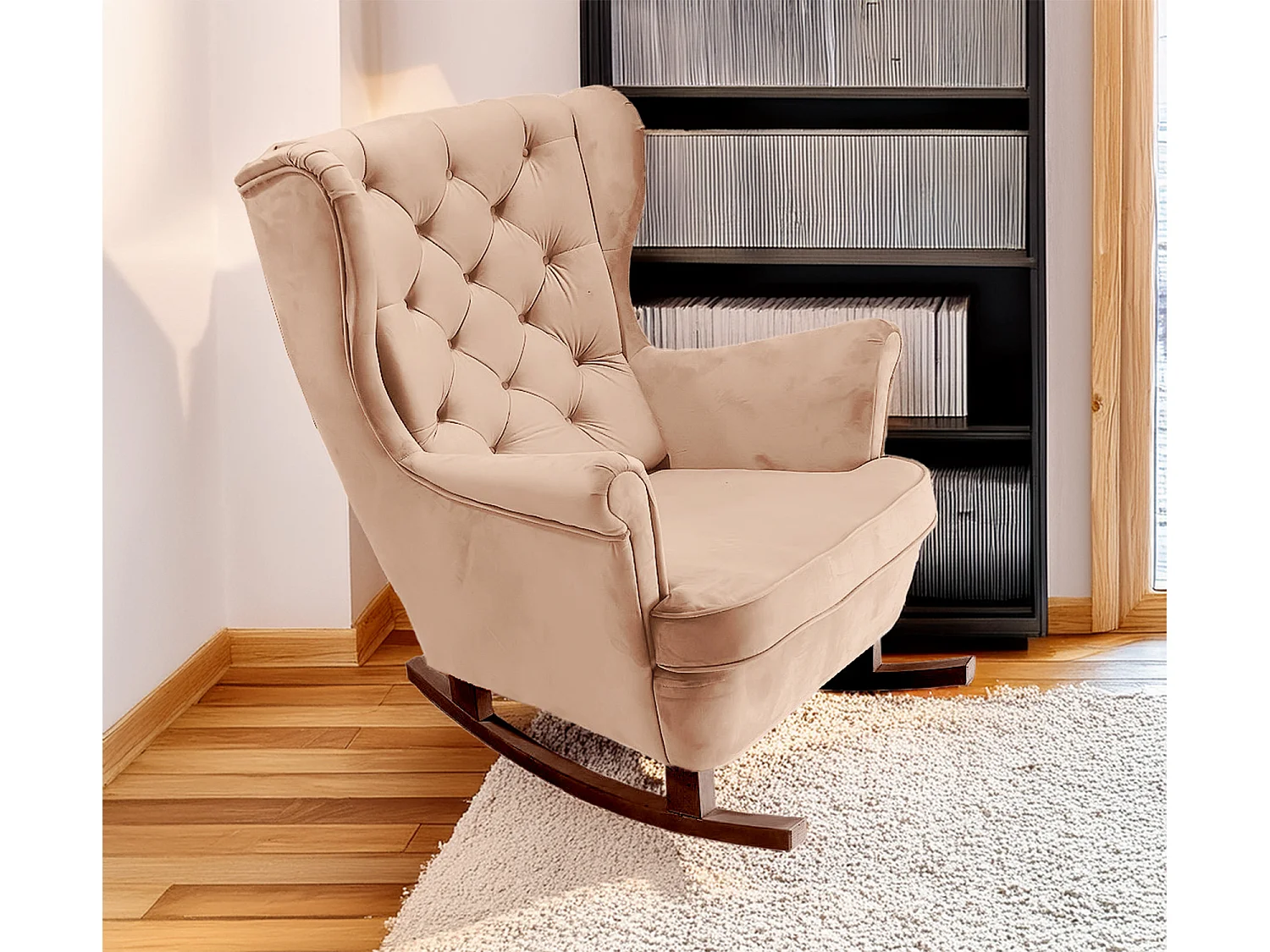 Fauteuil Relax avec accoudoirs et siège rembourré, fauteuil de salon, 102x81x95cm Rose poudre_29829