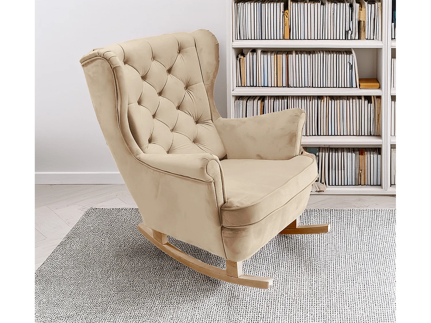 Fauteuil Relax avec accoudoirs et siège rembourré, fauteuil de salon, 102x81x95cm Beige_29801