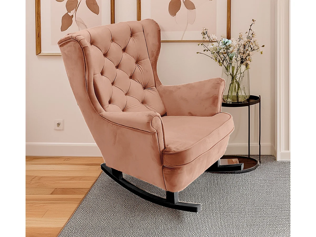 Fauteuil Relax avec accoudoirs et siège rembourré, fauteuil de salon, 102x81x95cm Rose poudre_29830