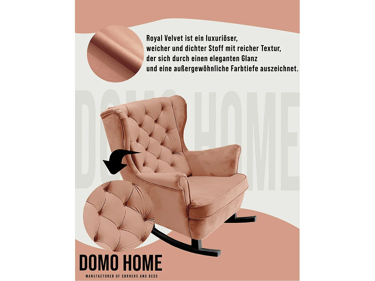 Fauteuil Relax avec accoudoirs et siège rembourré, fauteuil de salon, 102x81x95cm Rose poudre_29830