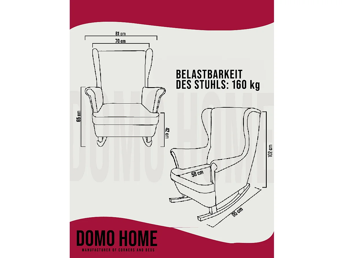 Fotel Relax z Tapicerowanym Siedzeniem i Podłokietnikami, Fotel TV 102x81x95cm Czerwony_29837