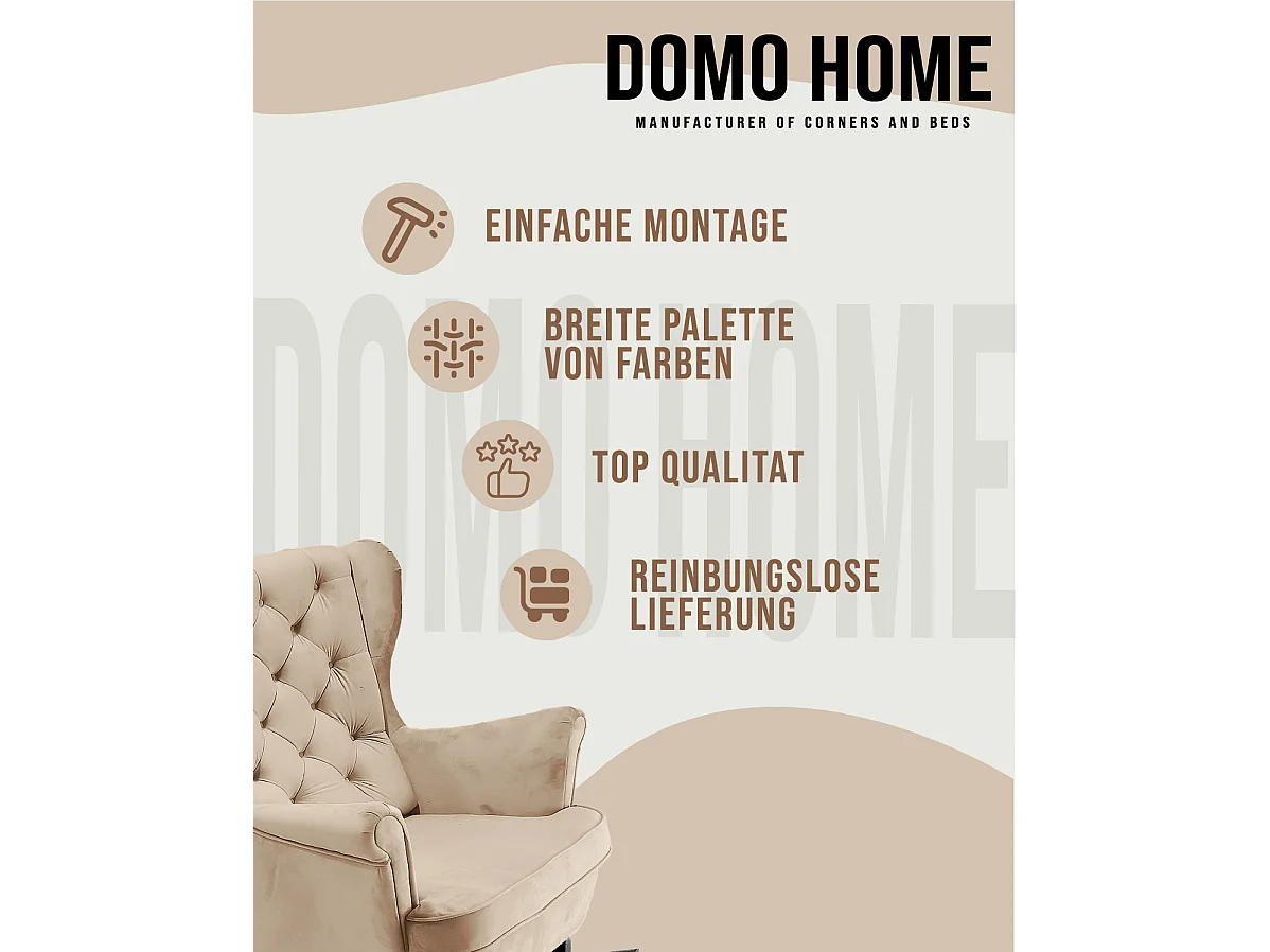 Relaxsessel mit gepolstertem Sitz und Armlehnen, Fernsehsessel 102x81x95cm Cappuccino_29812