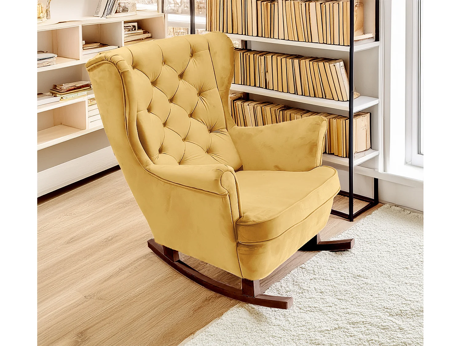 Relaxsessel mit gepolstertem Sitz und Armlehnen, Fernsehsessel 102x81x95cm Gold_29822