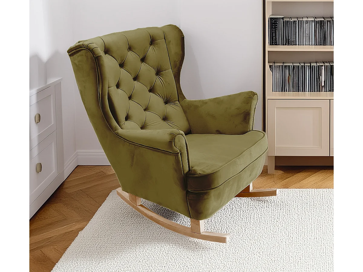 Fauteuil Relax avec accoudoirs et siège rembourré, fauteuil de salon, 102x81x95cm Vert_29845