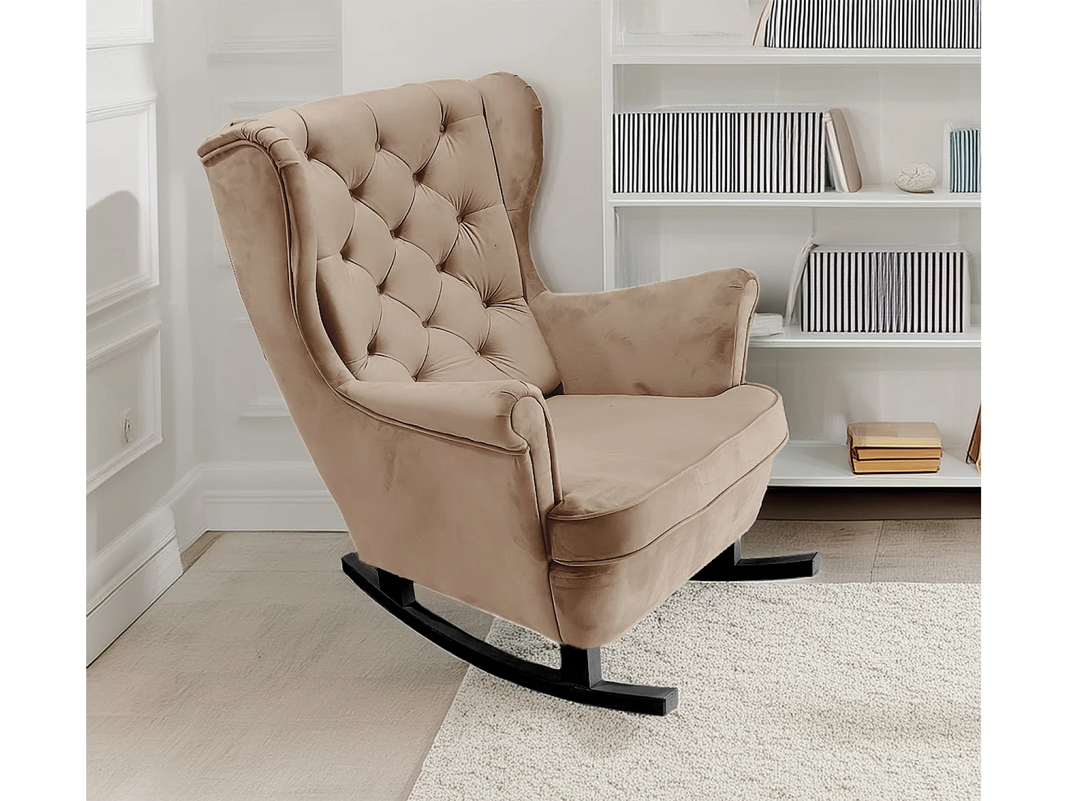 Fauteuil Relax avec accoudoirs et siège rembourré, fauteuil de salon, 102x81x95cm Cappuccino_29809