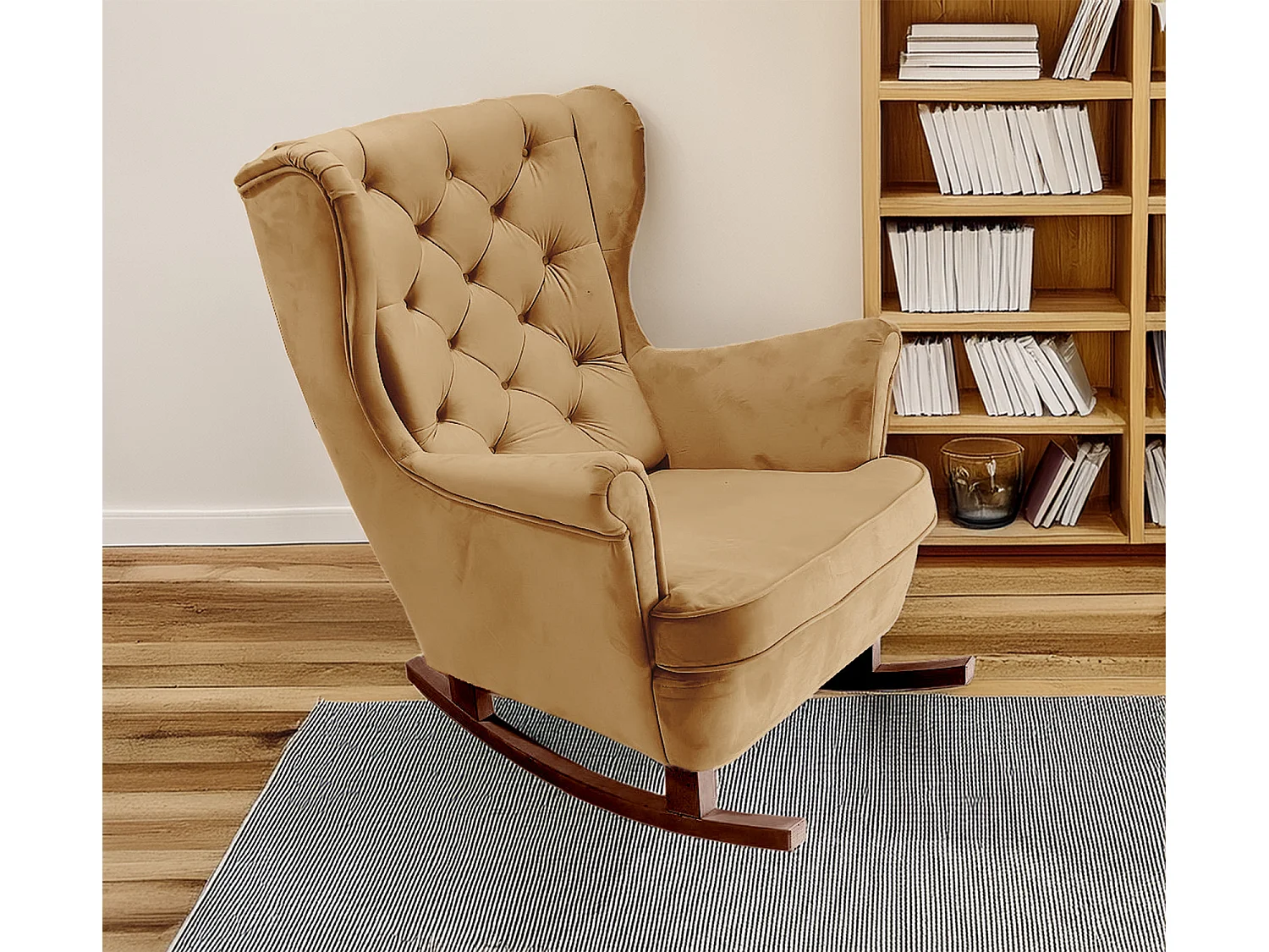 Fauteuil Relax avec accoudoirs et siège rembourré, fauteuil de salon, 102x81x95cm Beige_29805