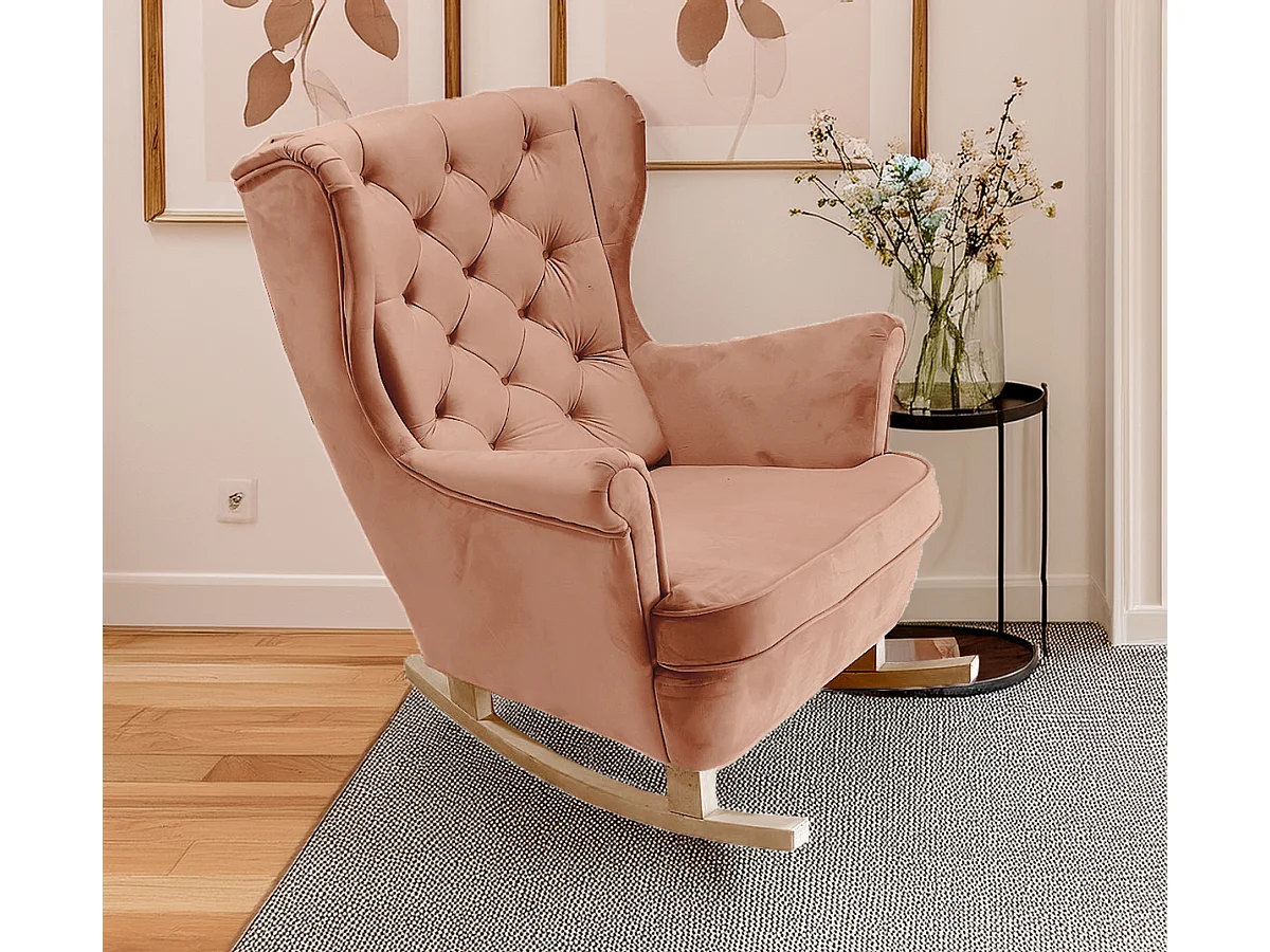 Fauteuil Relax avec accoudoirs et siège rembourré, fauteuil de salon, 102x81x95cm Rose poudre_29830