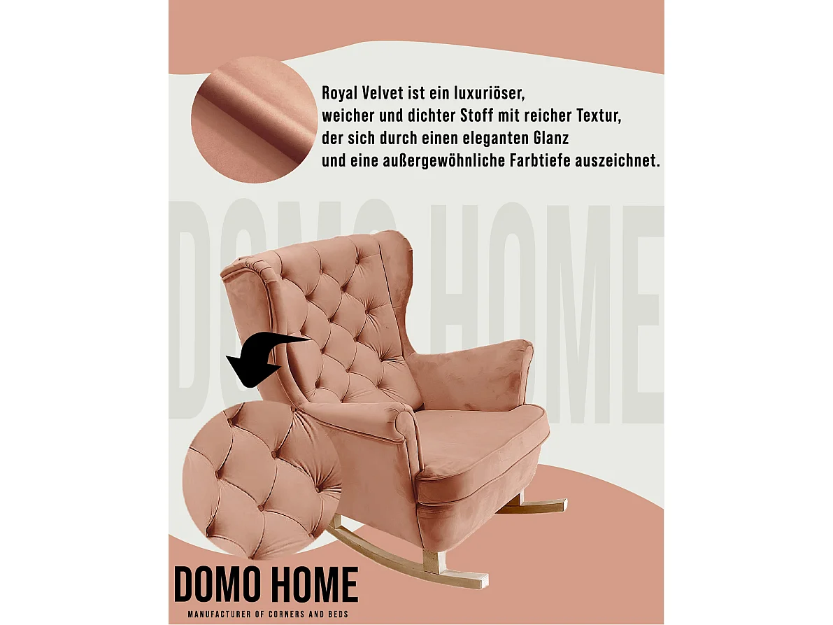 Fauteuil Relax avec accoudoirs et siège rembourré, fauteuil de salon, 102x81x95cm Rose poudre_29830