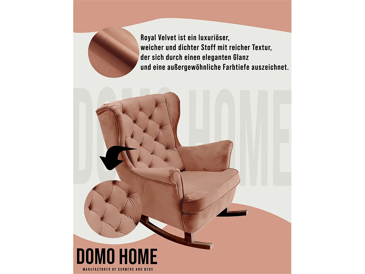 Fauteuil Relax avec accoudoirs et siège rembourré, fauteuil de salon, 102x81x95cm Rose poudre_29832