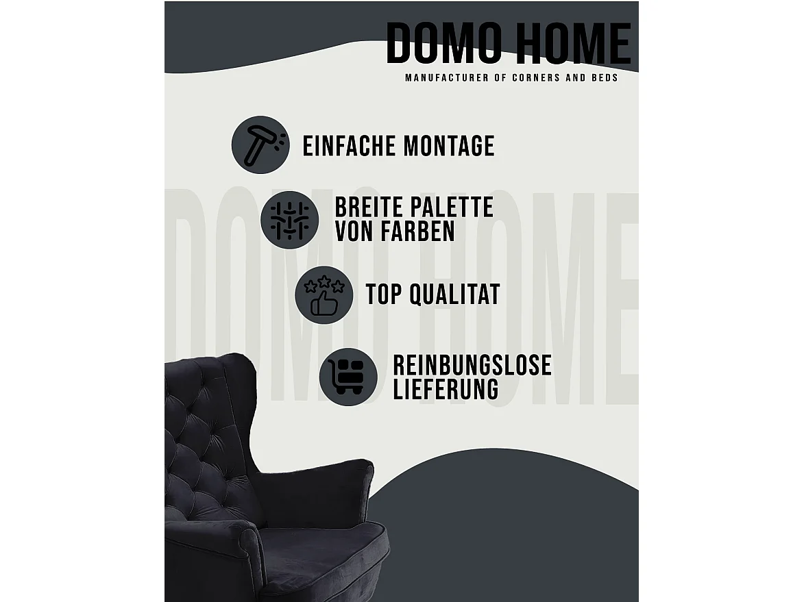 Relaxsessel mit gepolstertem Sitz und Armlehnen, Fernsehsessel 102x81x95cm Schwarz_29862