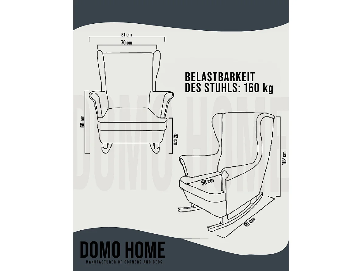 Relaxsessel mit gepolstertem Sitz und Armlehnen, Fernsehsessel 102x81x95cm Schwarz_29863