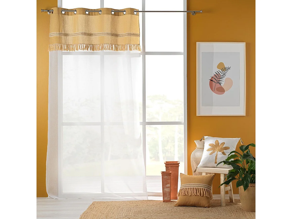 Rideau Voilage à Œillets "Janara" 140x240cm Ocre